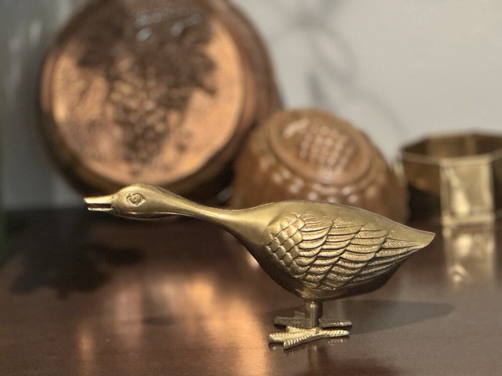 Vintage Brass Honking Goose